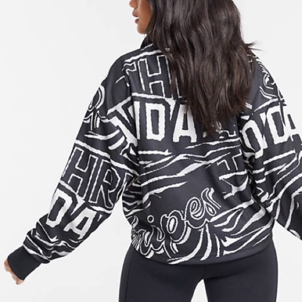 ADIDAS Women’s Halfzip Graphic Sweatshirt Black Size XL - Picture 16 of 16